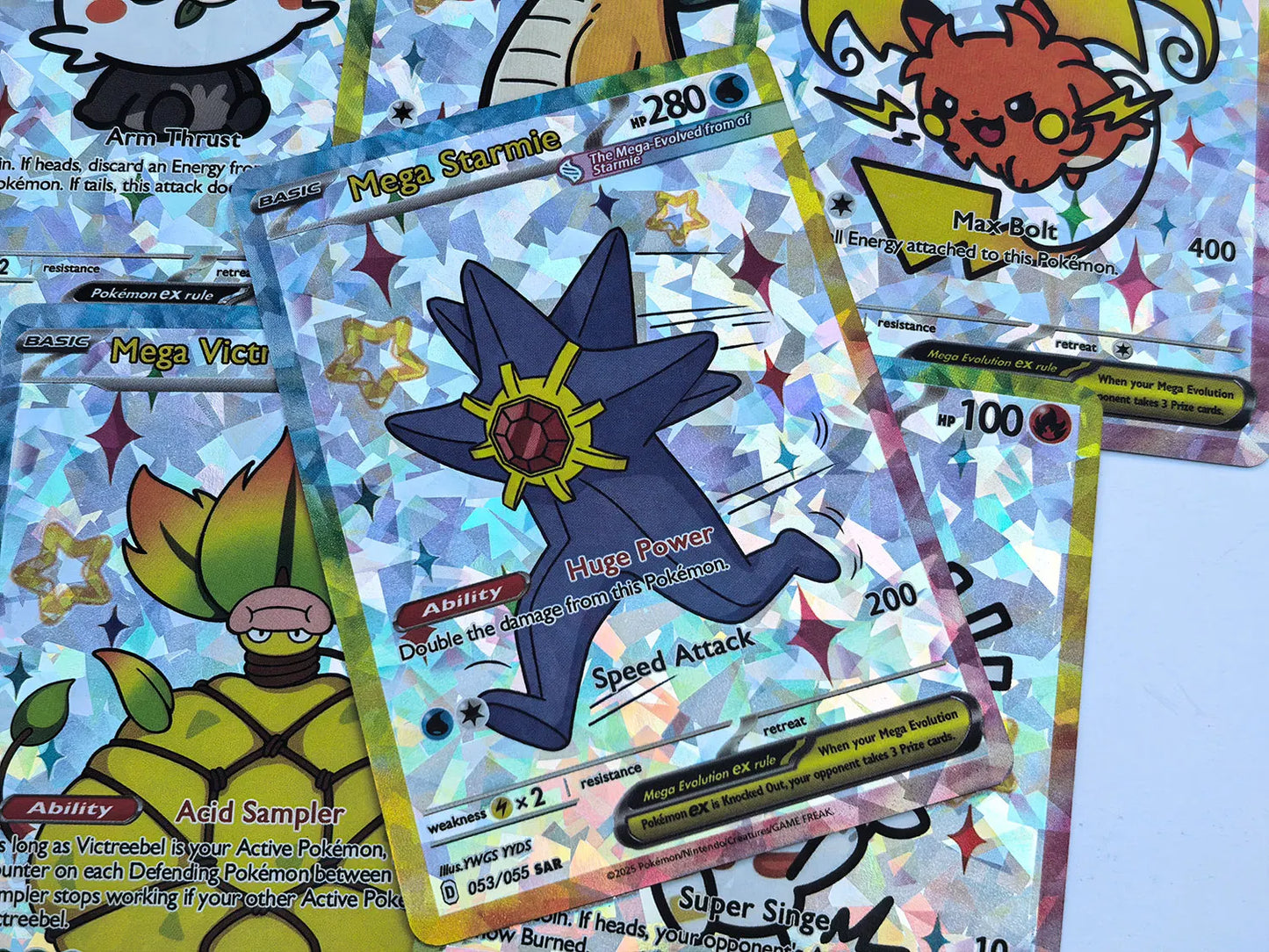 55PCS Shiny Holographic DIY Pokémon Anime Collection Cards Set – Cute Classic Gengar & Charizard Trading Cards Pack