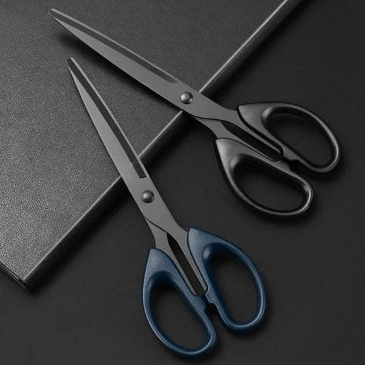 Professional 180mm Office Scissors - Heavy Duty Black Blade Stainless Steel Cutting Tool for Paper, Craft & Workspace Use