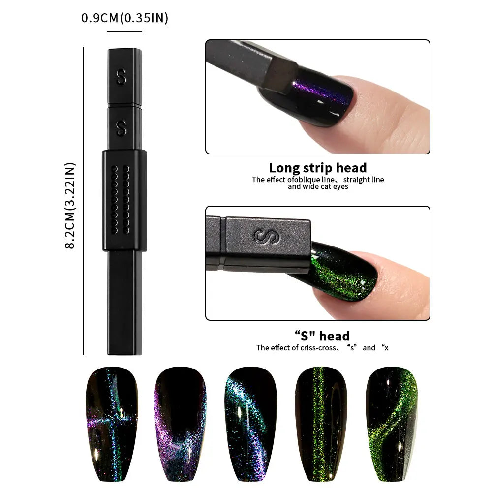 Magnetic Nail Art Wand Set - 3D Cat Eye Gel Polish Magnet Pen for UV Gel Manicure Designs