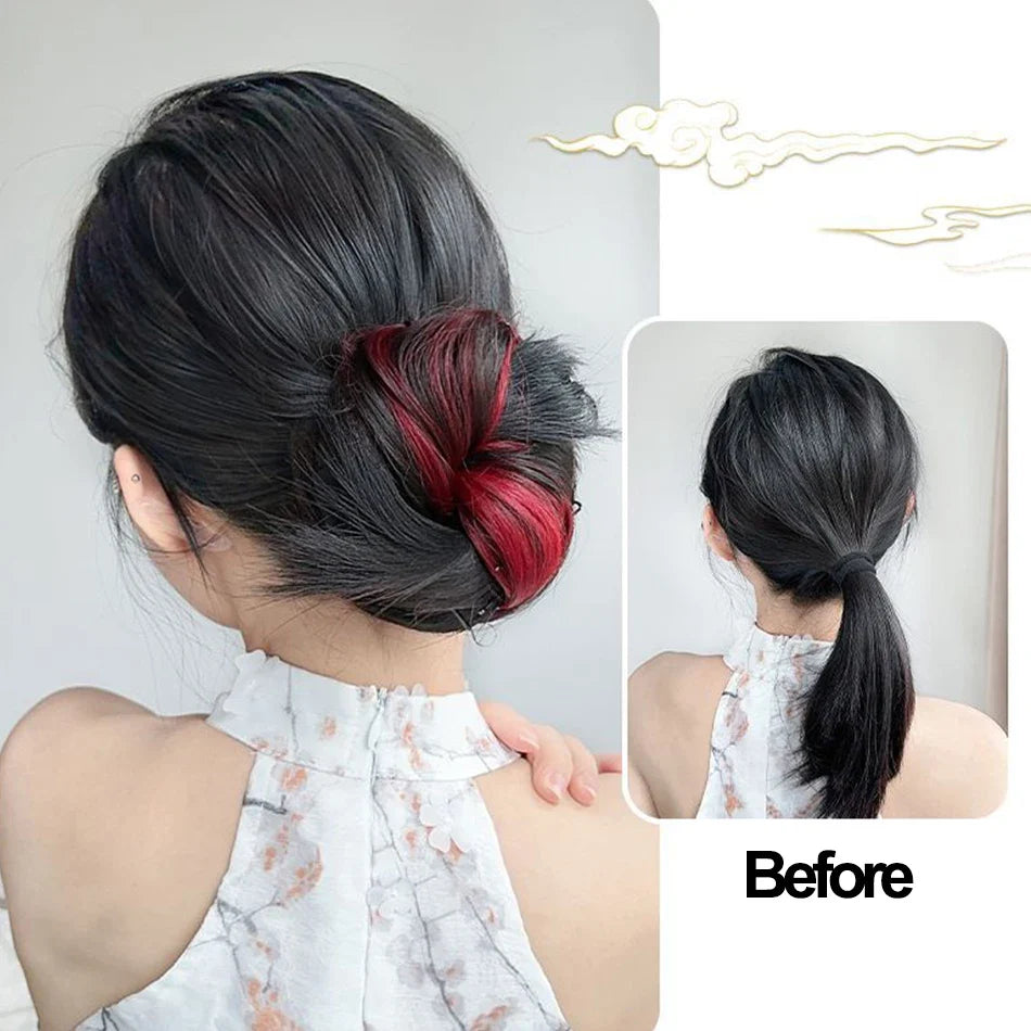 50cm Synthetic Highlighted Hair Bun Wig – DIY Self-Winding Ball Head for Increased Volume