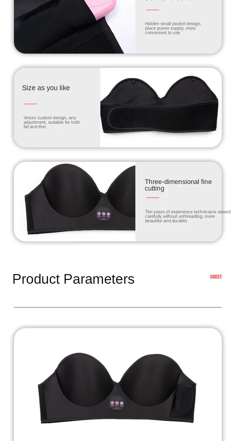 Wireless Vibration Electric Massager – Hot Compress Bra for Chest Care & Breast Firming