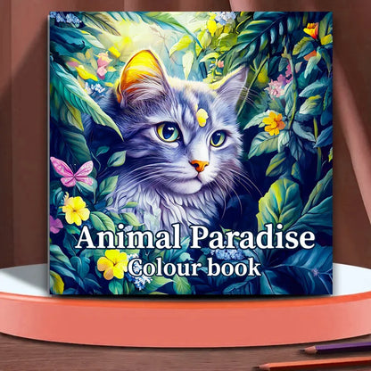 Animal Paradise Coloring Book for Adults - Cute Cats & Floral Designs for Relaxation and Creative Art Therapy