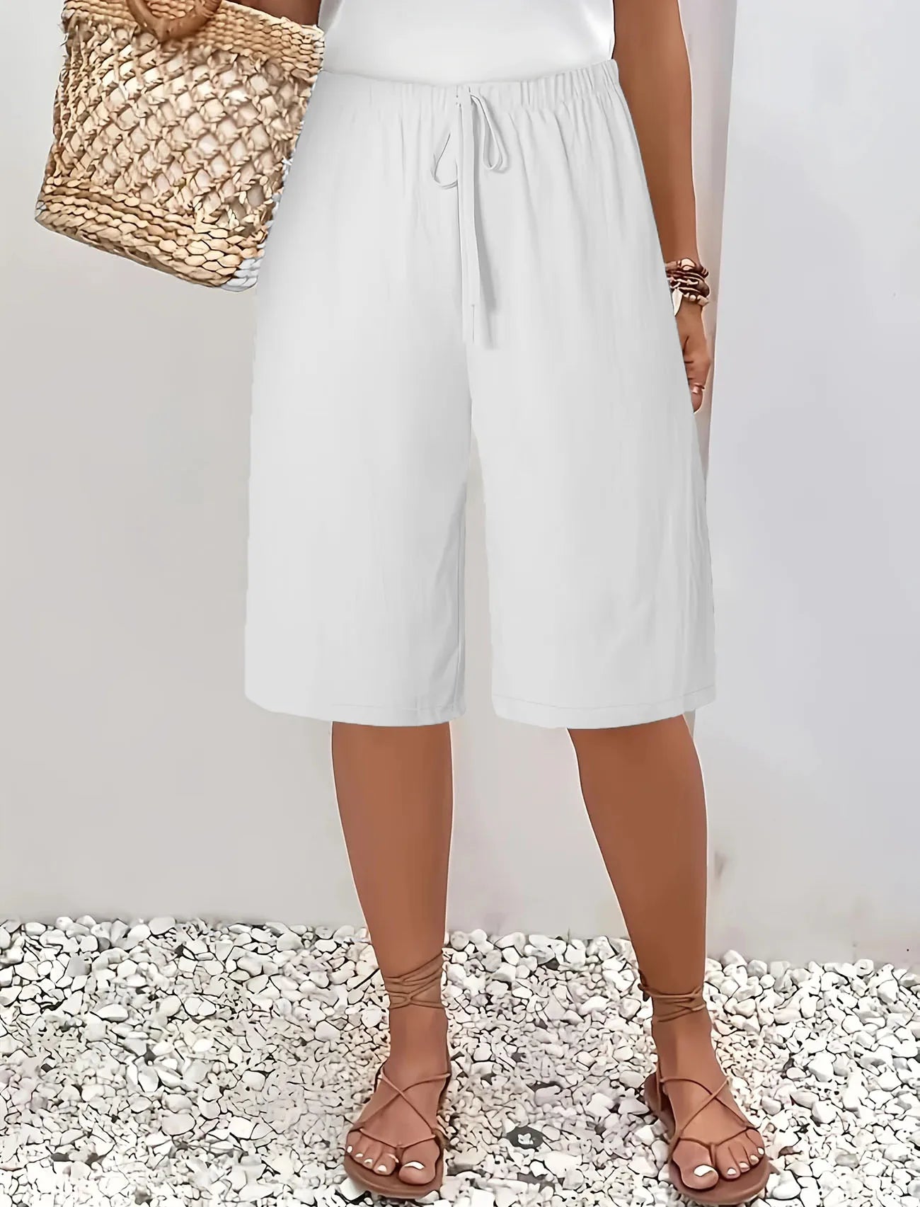 Women's 5-Inch Bermuda Shorts - High Waist Loose Fit Casual Summer Solid Color Shorts