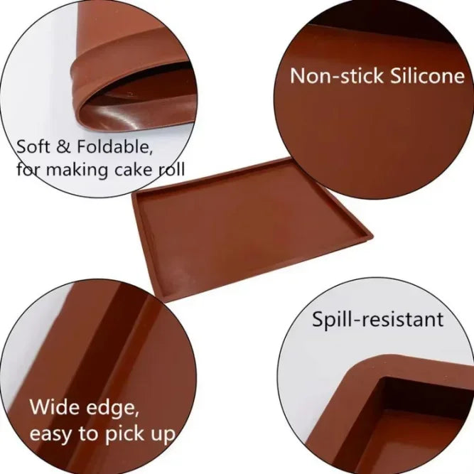 Non-Stick Silicone Baking Mat - Reusable Macaron, Swiss Roll & Pastry Baking Sheet