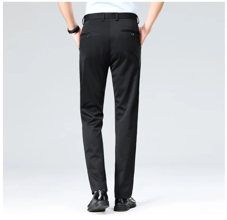 Plus Size Men's Business Suit Pants – Stretch Formal Dress Trousers | Classic Black for Big Men