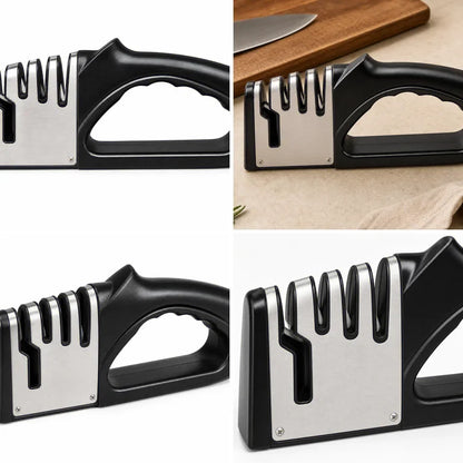 4-in-1 Kitchen Knife Sharpener - Multifunctional Handheld Tool for Knives and Scissors with Non-Slip Base