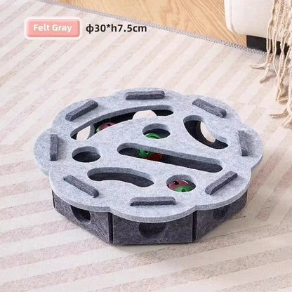 Cat Felt Puzzle Toy Box - Interactive Exercise & Hunting Game With Ball for Indoor Cats