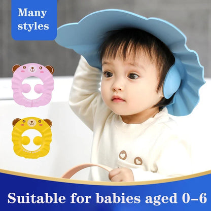 Baby Shower Hair Wash Cap - Adjustable Soft Ear Protection Hat for Kids Bath Time