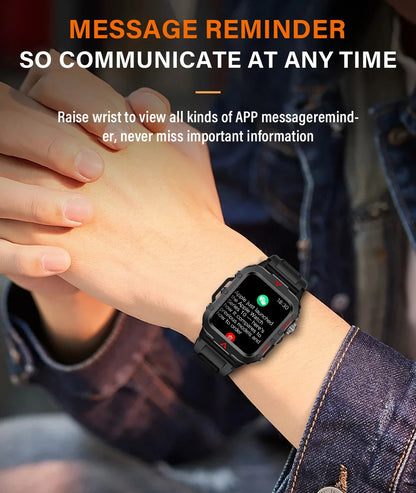 LAXASFIT Men’s Smart Watch – LED Flashlight, Outdoor Sports, Health Monitoring Wristwatch