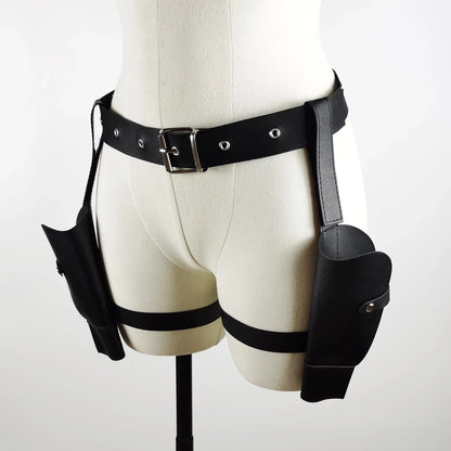 Ancient Tombs Lara Gun Holster Belt – Women’s Western Denim Cosplay Belt for Role-Playing & Costume Guns Holder