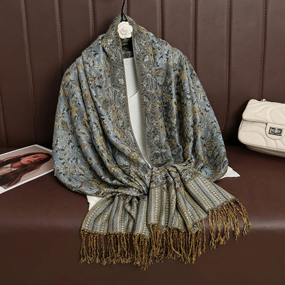 Luxury Autumn Cashmere Pashmina Shawl – Warm Winter Scarves for Women, Printed Cotton Foulard Stole Scarf 2023