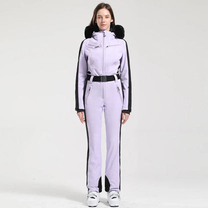 Gsou Women’s Winter Snow Jumpsuit – One-Piece Ski Suit, Thermal Waterproof & Windproof Outdoor Sportswear for Snowboarding