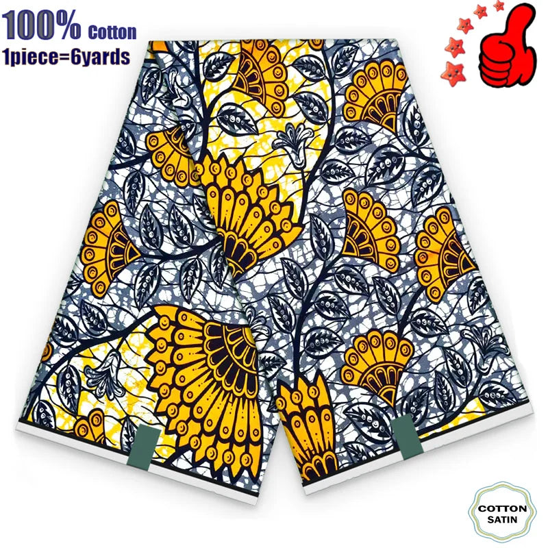 African Real Wax Fabric - High Quality 100% Cotton Ankara Pagne for Women’s Dresses