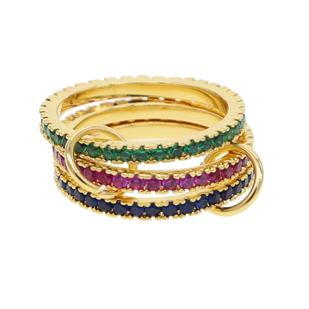 2026 Spinelli Stacking Rings - Iced Out 5A CZ Micro Pave Multi-Piece Engagement Finger Jewelry Set for Women