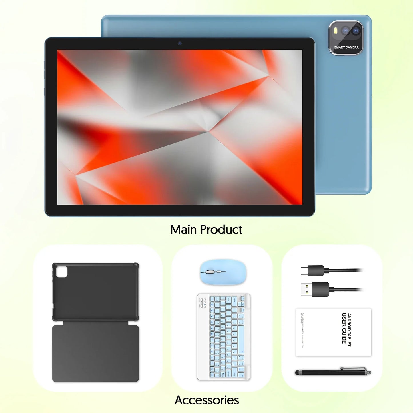 BAKEN 10″ Android 15 Tablet — Quad-Core, 12GB RAM + 64GB Storage, 5G WiFi, 1280×800 Display, Dual Cameras
