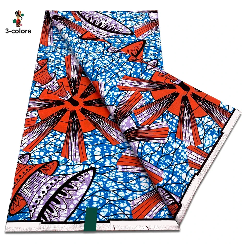 African Ankara Wax Fabric - 100% Cotton Soft Pink Pagne Fashion Print