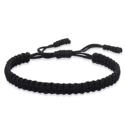 Handmade Tibetan Rope Bracelet - Red & Black Woven Buddhist Good Luck Amulet Jewelry Gift for Women & Girls