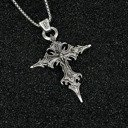 Vintage Gothic Skull Jesus Cross Necklace - Catholic Punk Religious Amulet Pendant for Men