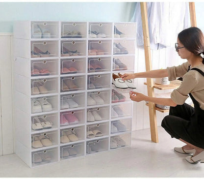 Foldable Shoe Storage Boxes Set - 20/24PCS Stackable Clear Plastic Shoe Organizer Cases for Home Closet Storage