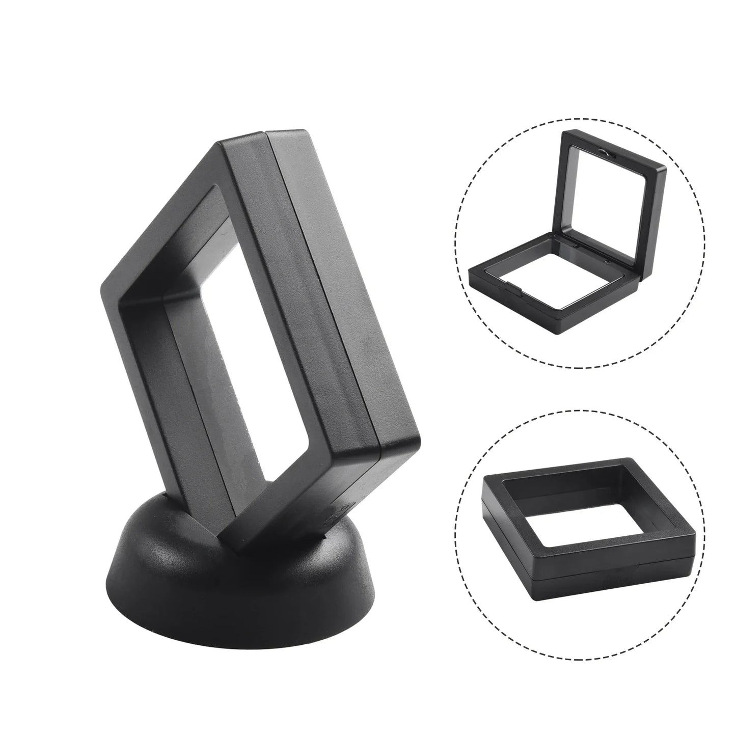 3D Floating Jewelry & Coin Display Frame – Clear Stand for Rings, Pendants, and Gemstones