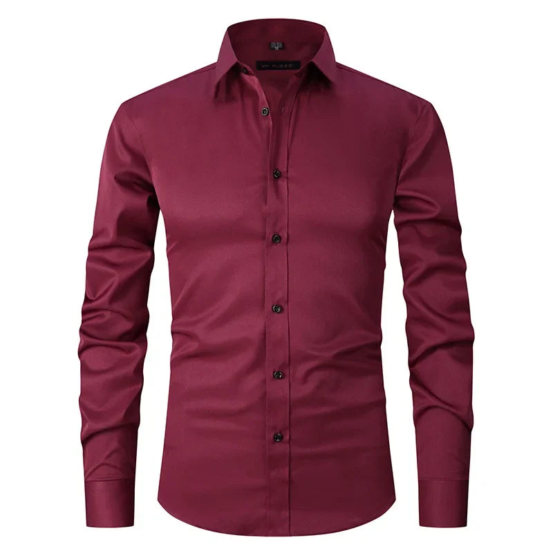 Men’s Slim Fit Dress Shirt - Long Sleeve Business Casual Formal Shirt for Spring Office & Elegant Wear