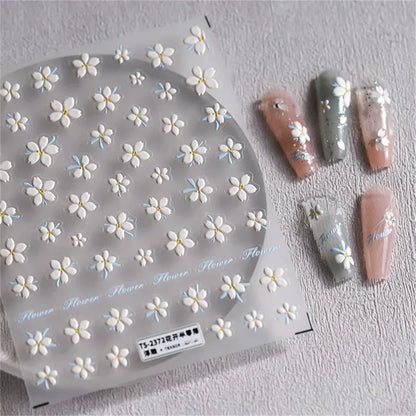 Vintage Rose Flower Nail Stickers – Red & Blue Laser Gold/Silver Nail Art Decals for Manicure Design DIY Beauty Tool