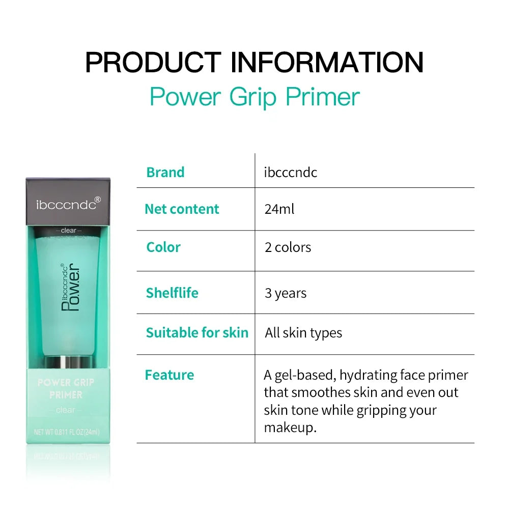 24ml Power Grip Primer Gel - Hydrating Makeup Base for Smooth Skin, Invisible Pore Blurring & Long-Lasting Makeup Hold