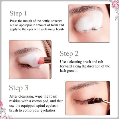 50ml Lanthome Eyelash Extension Shampoo Foam – Deep Clean Eyelid Cleanser for Makeup Tools, Mascara Remover, Salon & Home Use