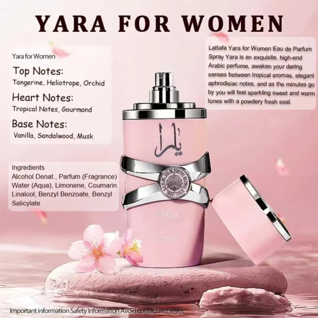 100ml Original Yara Eau De Parfum for Women - High Quality Arabian Perfume, Lasting Light Fragrance with Pheromones