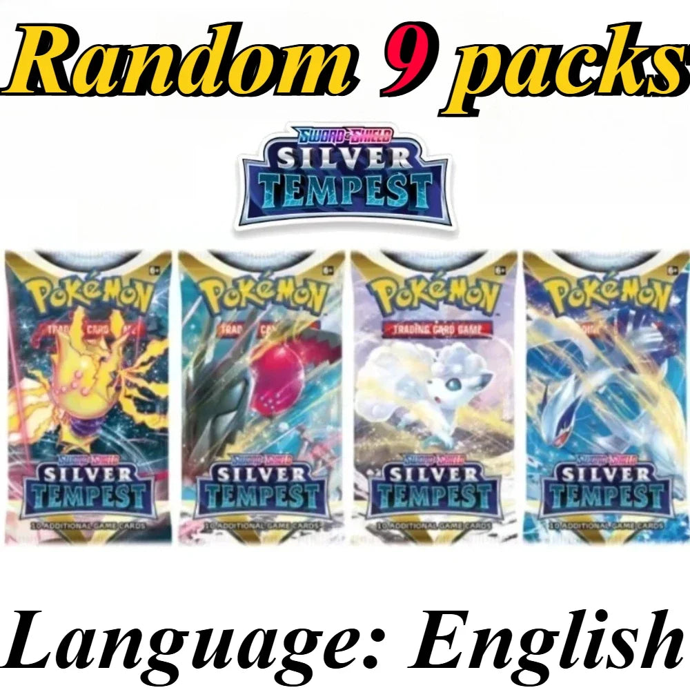 9 Pack Pokémon Trading Cards Set - English Booster Packs with Bright Stars, Prismatic Evolutions and Paldean Fates Gift Collection