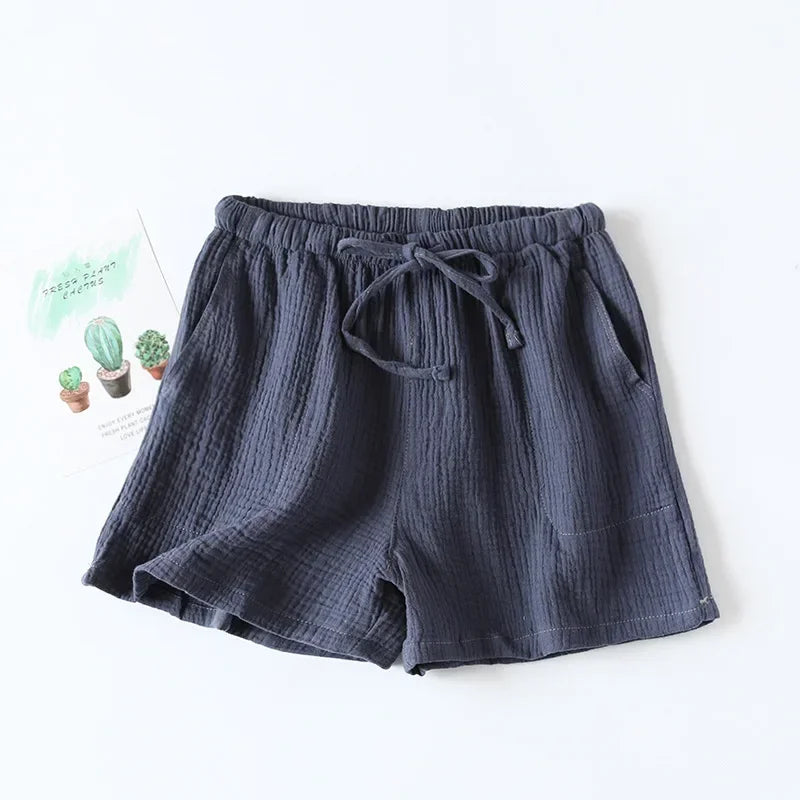 2026 Women's Cotton Crepe Summer Shorts - Loose Fit Plus Size Beach Lounge Pants