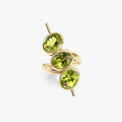 Green Zirconia Geometric Bead Ring - Elegant Women’s Daily Wear Party Jewelry Gift Accessory