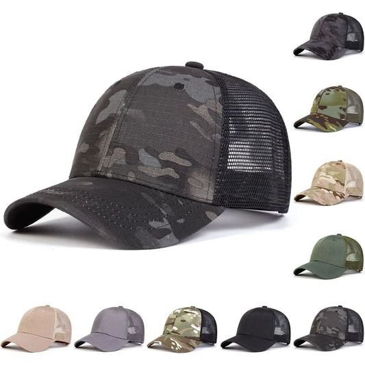 Camouflage Mesh Baseball Cap - Adjustable Outdoor Sun Hat for Men & Women