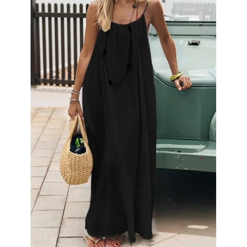 Women’s Strapless Backless Maxi Dress - Loose Comfortable Casual Home Sleepwear Long Dress
