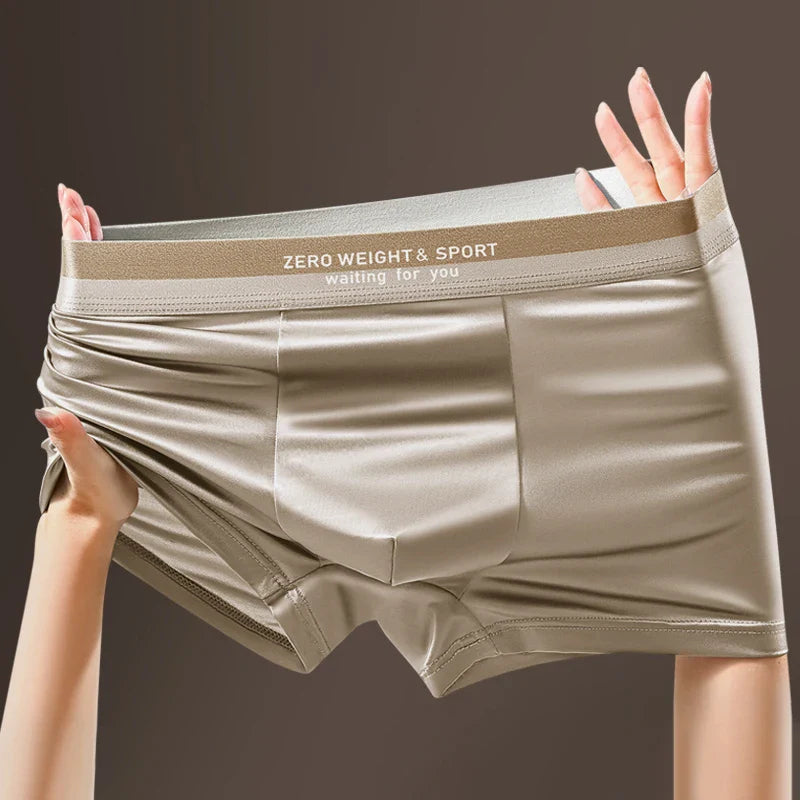 Men’s Ice Silk Boxer Shorts Breathable Plus Size Underwear Soft Stretch Slim Fit Underpants Premium Comfort Lingerie Style Wholesale Pack