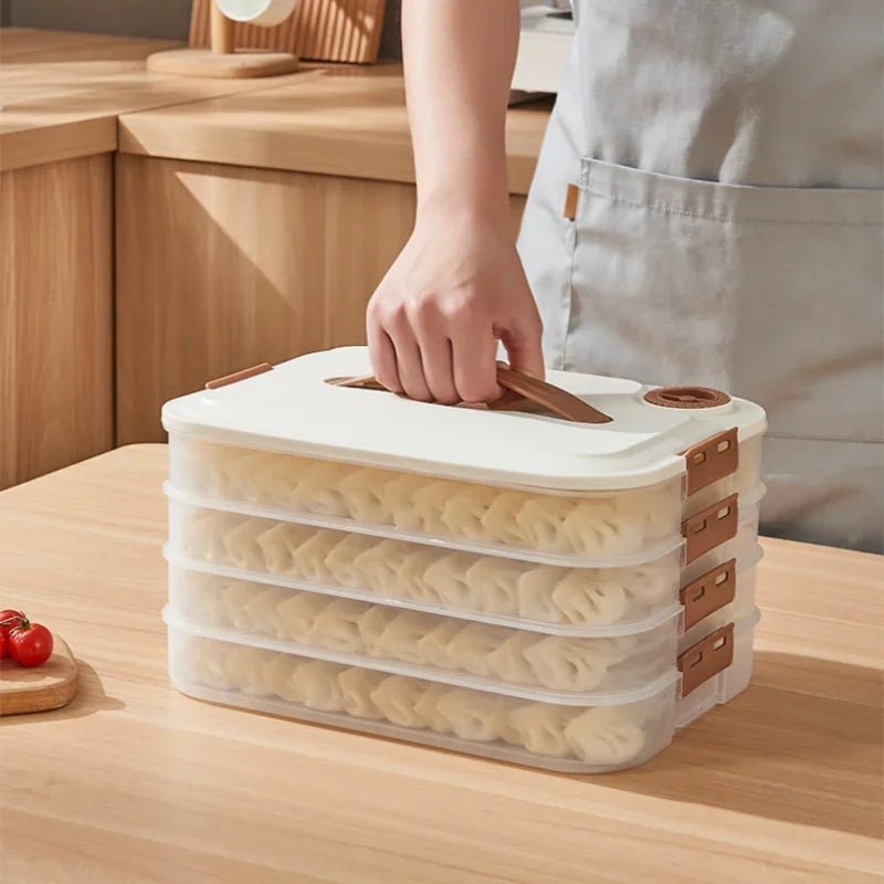JUSTINLAU Dumpling Storage Box - Multi-Layer Stackable Food Container with Sealed Fresh-Keeping Design for Kitchen Storage