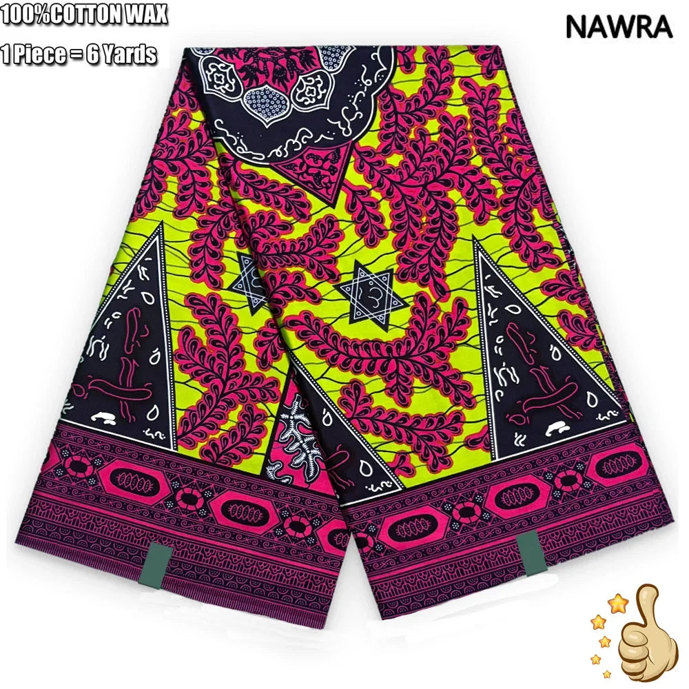 100% Cotton African Real Wax Fabric - Ankara Batik Pagne Sewing Material for Women's Dresses