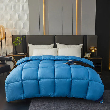 Winter Warm Thick Duvet – 100% Cotton Cover, Fiber Down Filling, 150x200cm White Quilt for Cozy Sleep