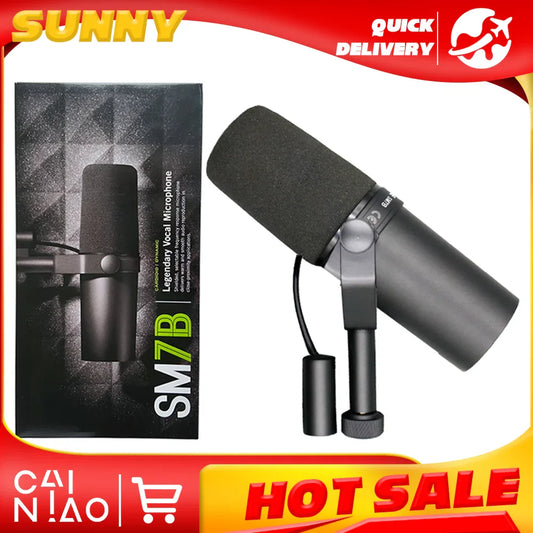SM7B Dynamic Microphone – Cardioid Black Metal Mic for Live/Stage Recording & Podcast Studio Set