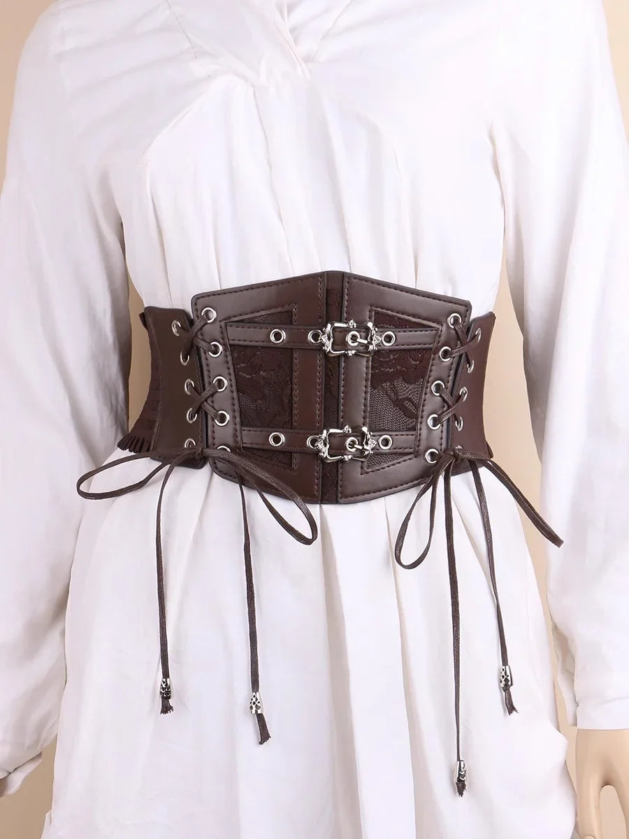 Plus Size Lace Corset Belt - Women's Elastic Stretch Goth Punk Waistband for Dresses & Outfits