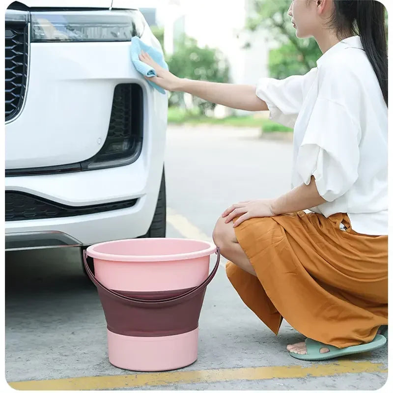 Portable Folding Silicone Bucket - 5L/10L/17L Collapsible Thickened Bucket for Car Washing, Fishing, Camping & Outdoor Use