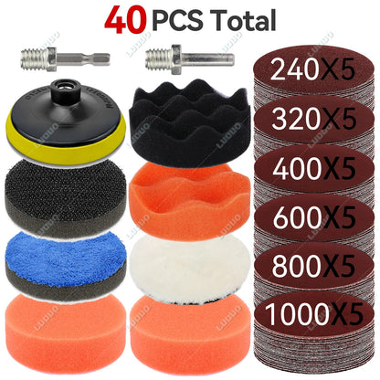 3–7 Inch Sandpaper & Polishing Sponge Set 100–5000 Grit – Car Headlight Restoration Buffing Discs for Waxing, Sanding & Polishing