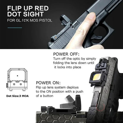 Mini Red Dot Sight - Flip Up Compact Reflex Optic Scope with 20mm 1913 Mount for Glock MOS Pistols & Hunting Rifles