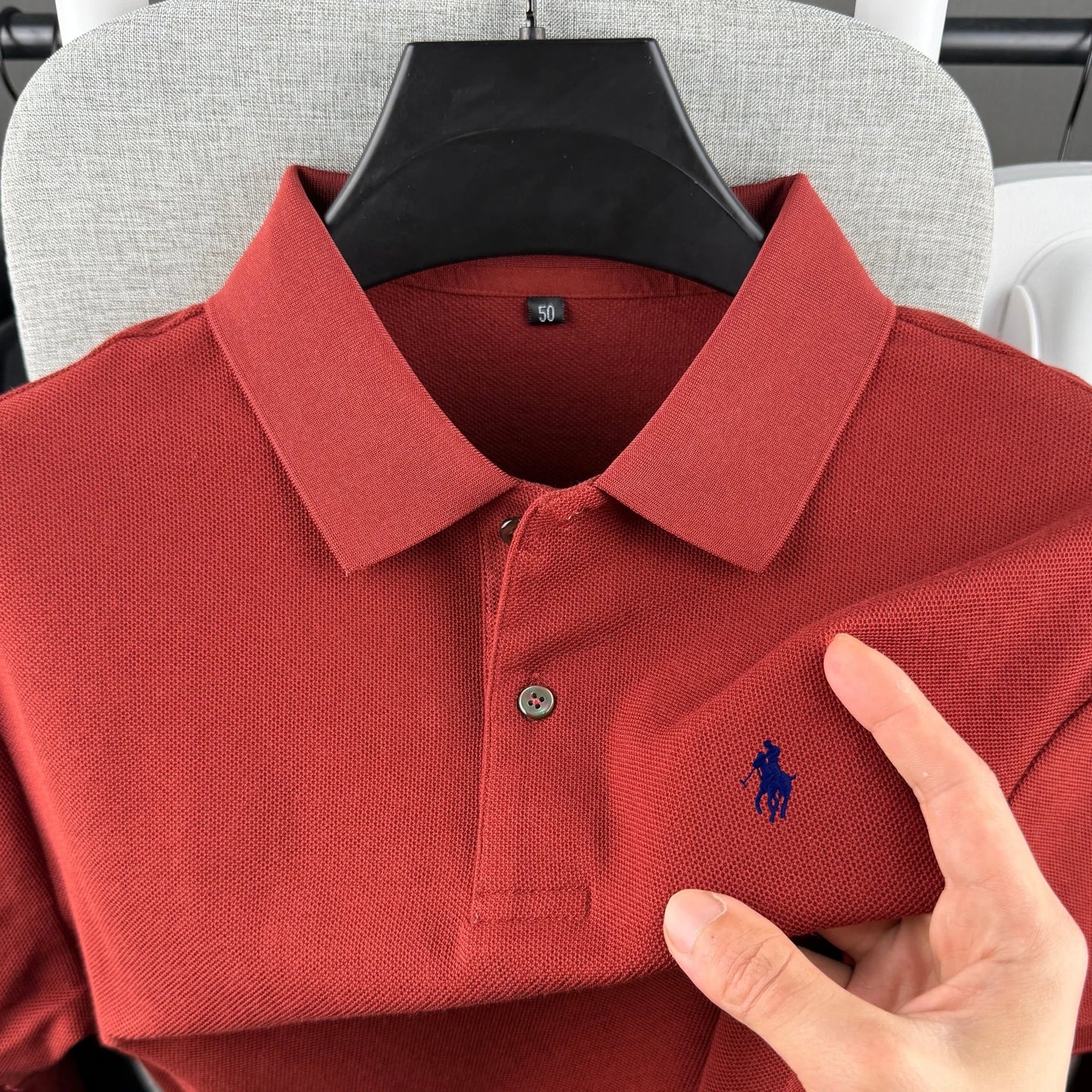 Men’s 100% Cotton Polo Shirt - Luxury Short Sleeve Golf Top with Embroidered Pony Design for Summer Casual Fashion