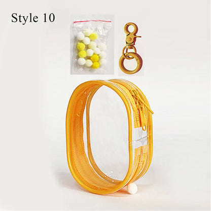 Transparent Jewelry Organizer Box – Plastic Storage Pouch with Keychain, Dustproof Case, Cute Doll Bag for Accessories