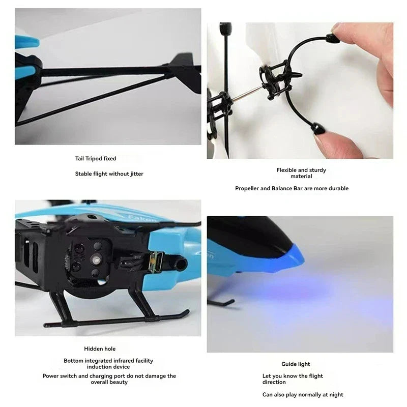 Rechargeable Mini RC Helicopter - Wireless Remote Control Infrared Induction Aircraft Toy for Kids