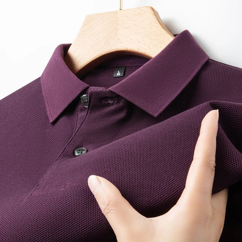 Men's 100% Cotton Polo Shirt - Breathable Summer Golf & Business Casual Tee with Silk-Like Finish