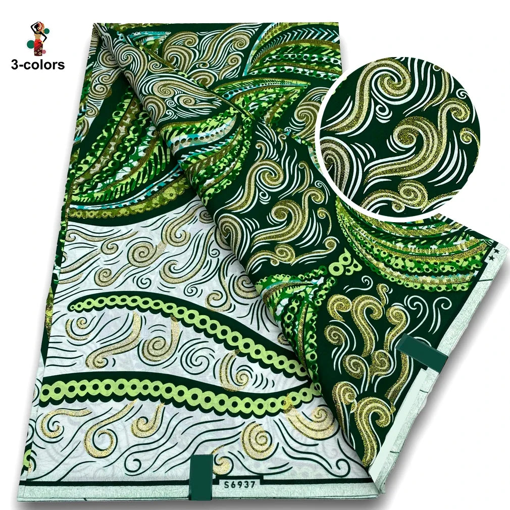 Super Glitter Golden Wax Fabric - Soft Cotton Ankara Batik with Flash Gold Print for Nigerian & African Fashion