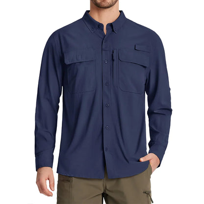 TACVASEN Men's UPF 50+ Sun Protection Fishing Shirt – Quick-Dry Long Sleeve Mesh Hiking & Work Shirt