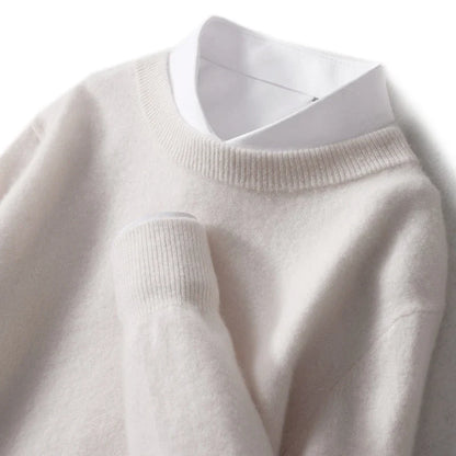 Men's Autumn Winter Cashmere Sweater - Soft Warm O-Neck Loose Knit Pullover Korean Style Top